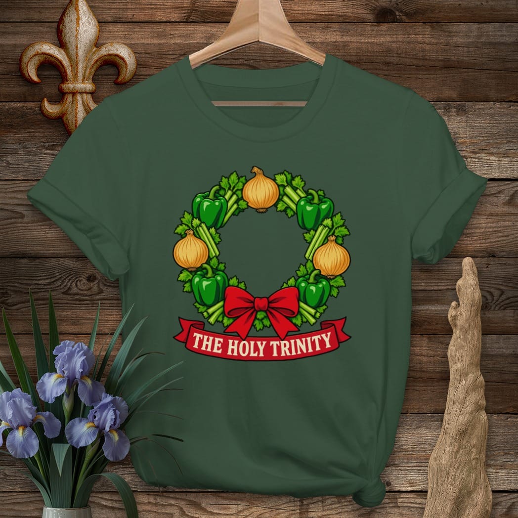 S / Forest Green Louisiana Trinity Wreath T-Shirt by Laissez Faire Wear