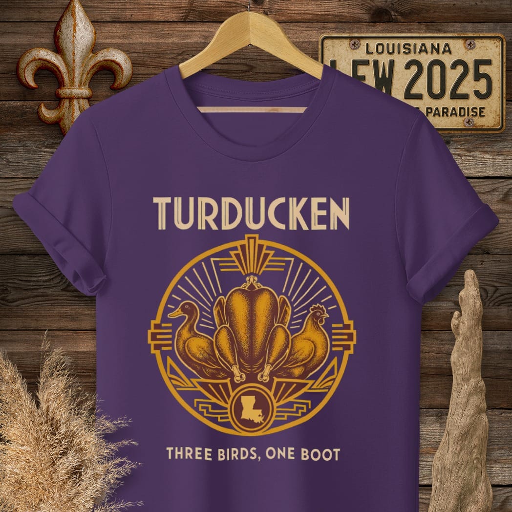 S / Purple Louisiana Turducken T-Shirt by Laissez Faire Wear