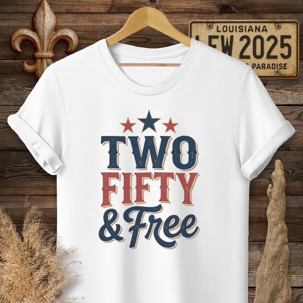 S / White Louisiana Two Fifty & Free T-Shirt by Laissez Faire Wear