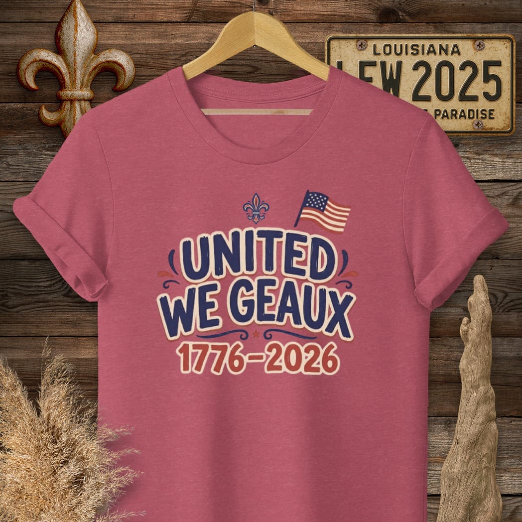 S / Heather Cardinal Louisiana United We Geaux T-Shirt by Laissez Faire Wear