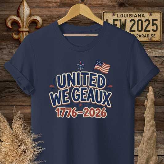 S / Navy Louisiana United We Geaux T-Shirt by Laissez Faire Wear