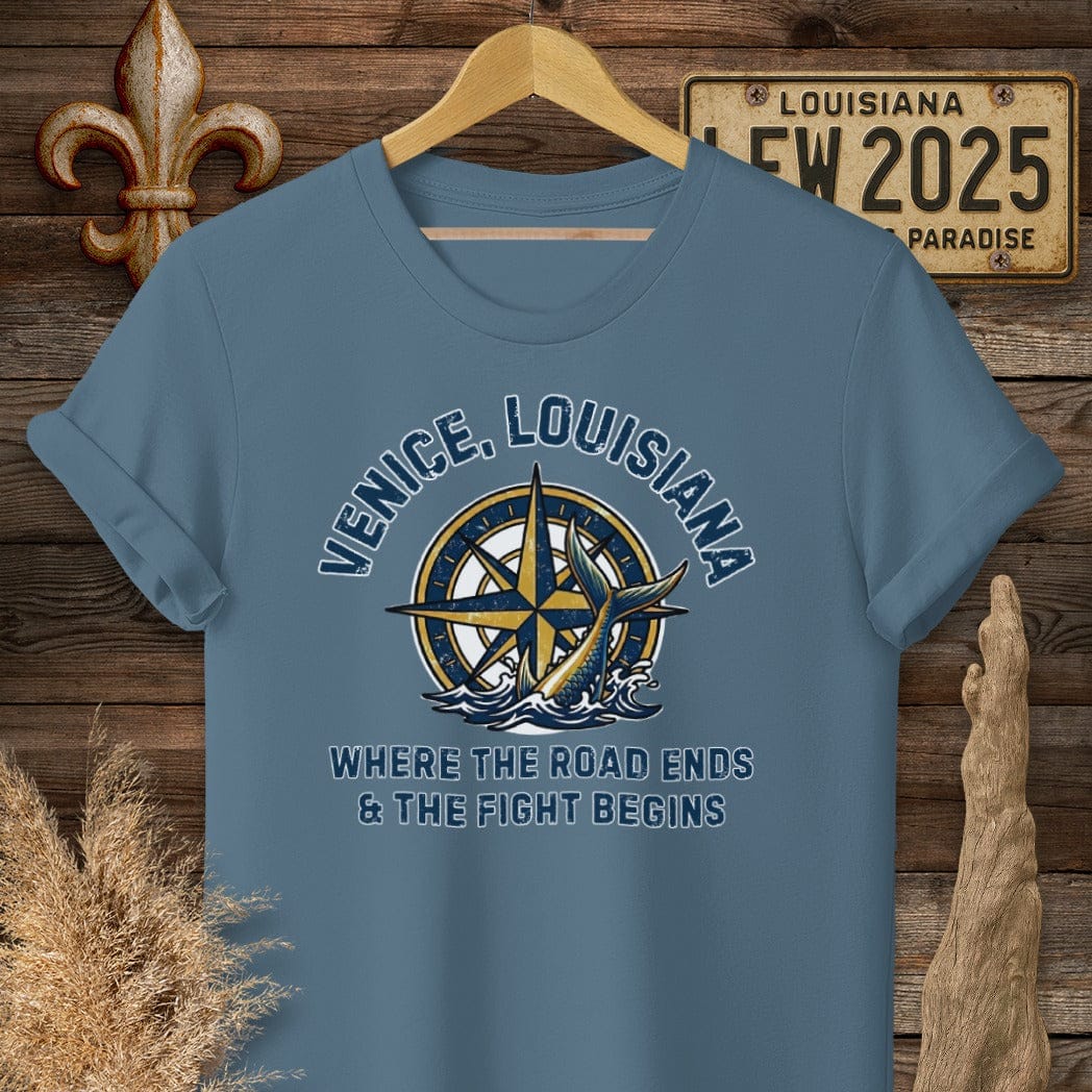 S / Indigo Blue Louisiana Venice T-Shirt by Laissez Faire Wear