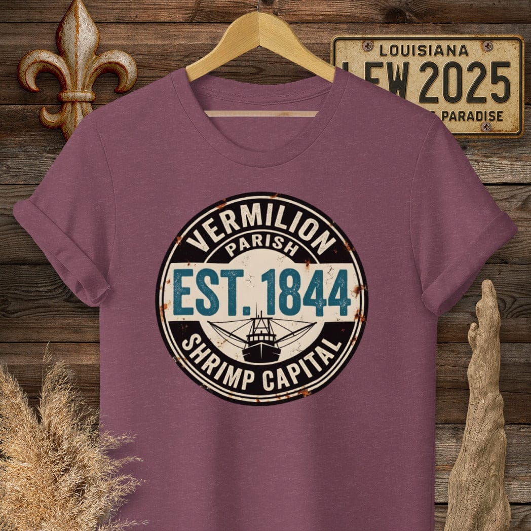 S / Heather Maroon Louisiana Vermilion Parish T-Shirt by Laissez Faire Wear