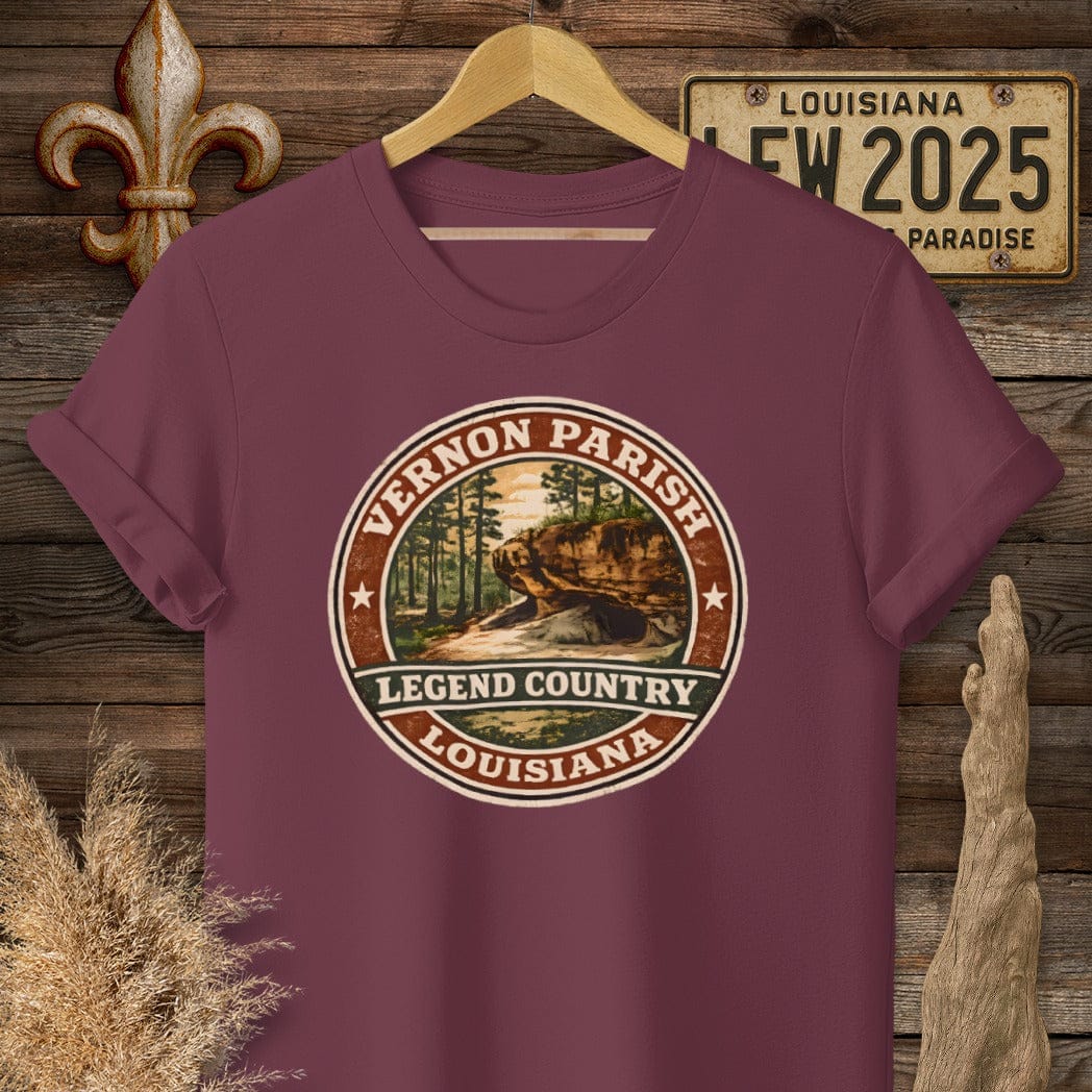 S / Maroon Louisiana Vernon Parish T-Shirt by Laissez Faire Wear