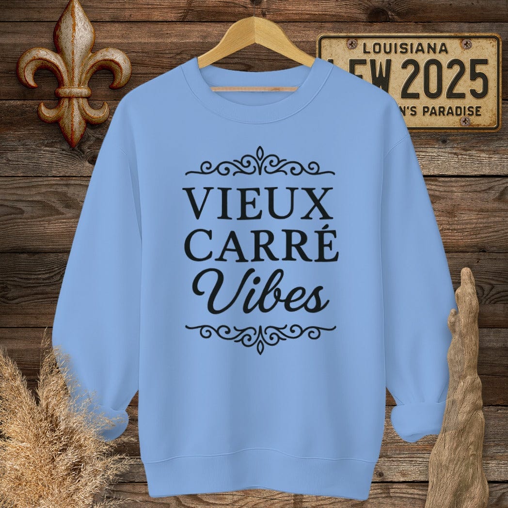 S / Carolina Blue Louisiana Vieux Carré Vibes Sweatshirt by Laissez Faire Wear