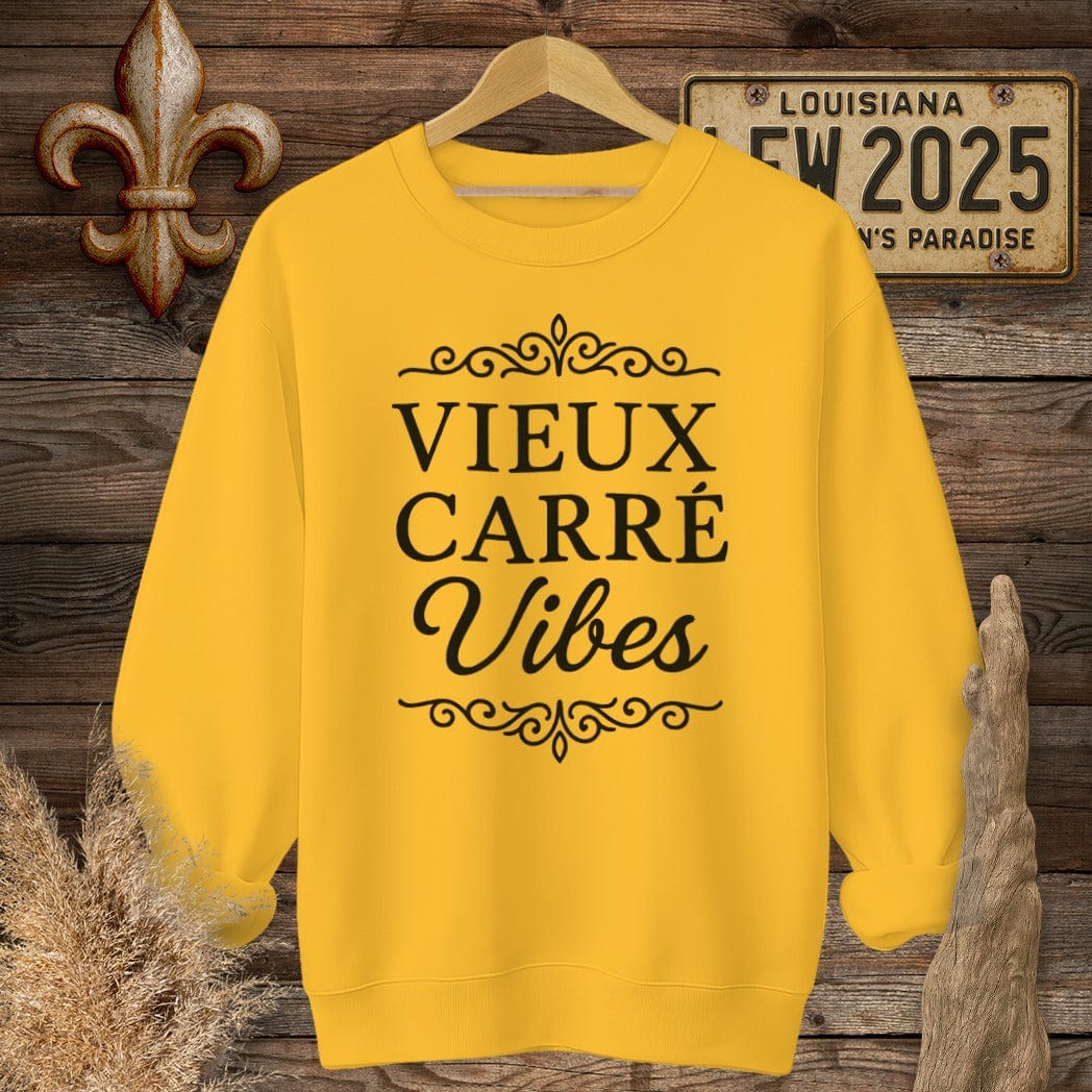 S / Gold Louisiana Vieux Carré Vibes Sweatshirt by Laissez Faire Wear