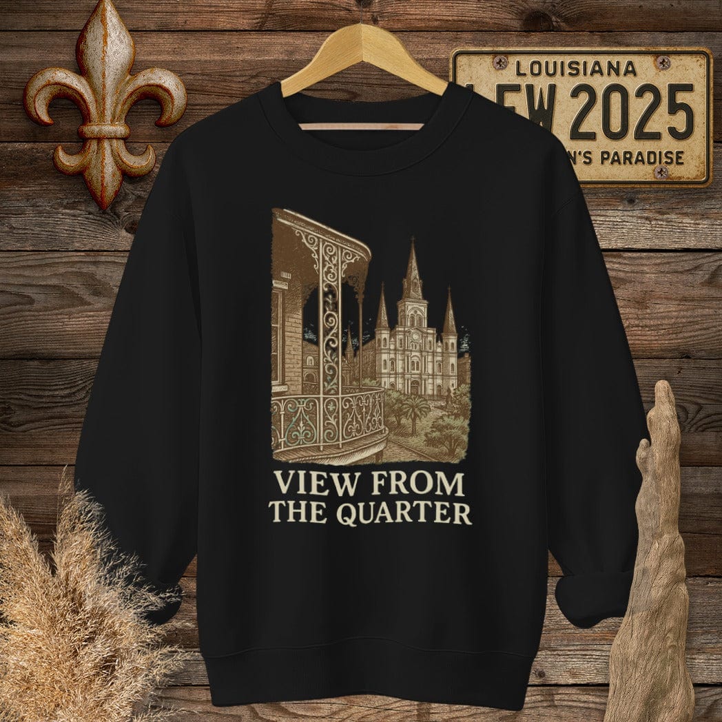S / Black Louisiana View From The Quarter Sweatshirt by Laissez Faire Wear