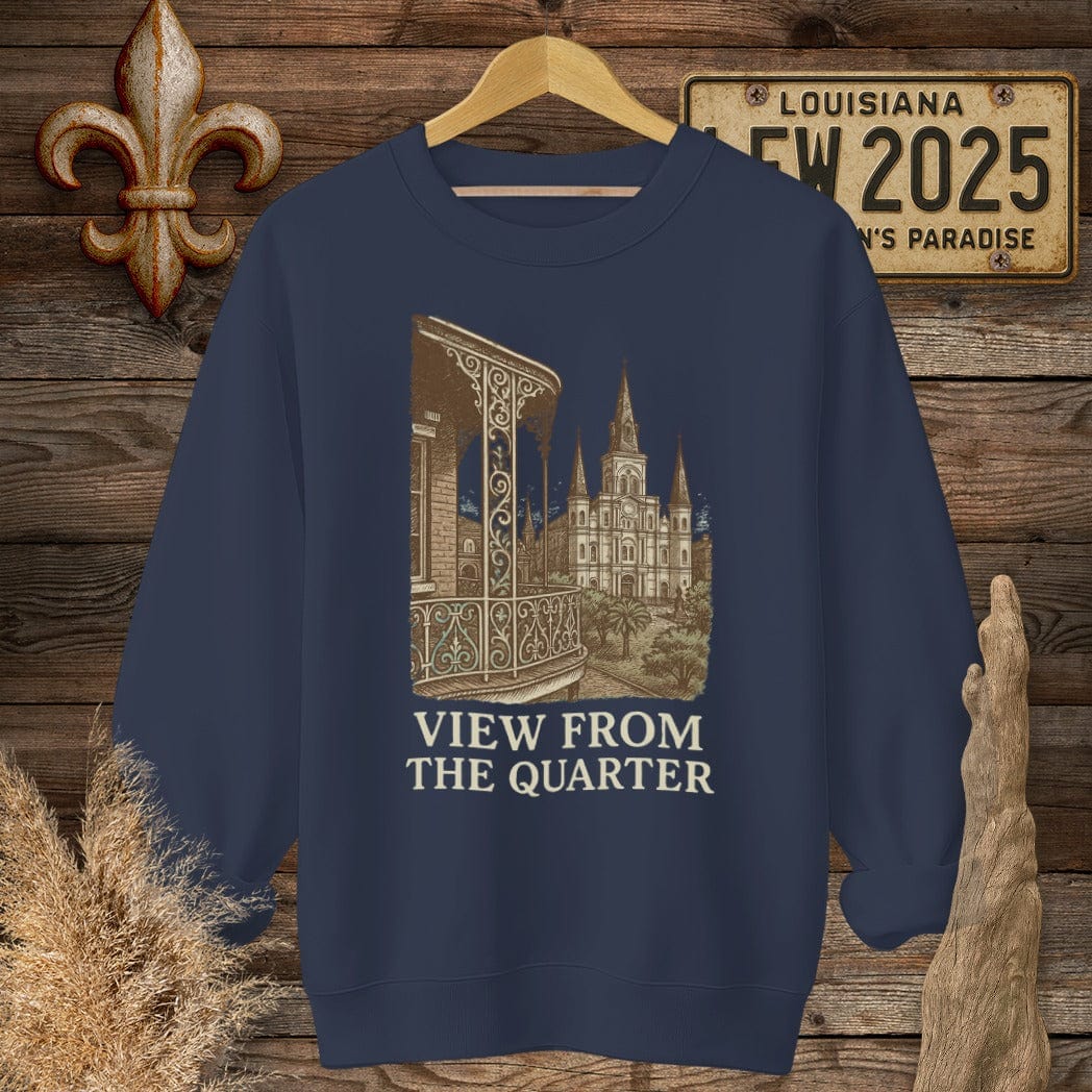 S / Navy Louisiana View From The Quarter Sweatshirt by Laissez Faire Wear