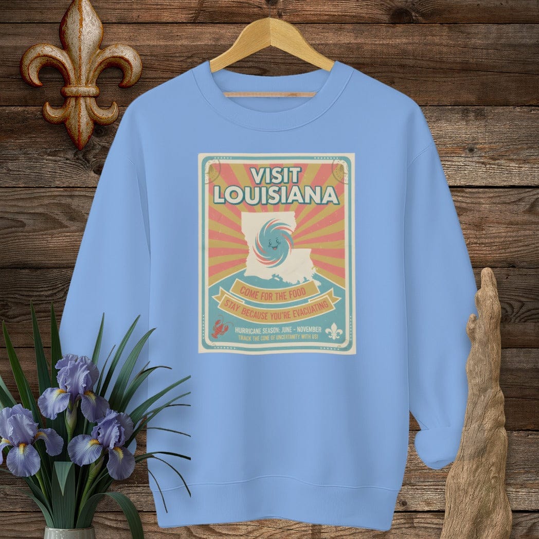 S / Carolina Blue Louisiana Visit Louisiana Sweatshirt by Laissez Faire Wear