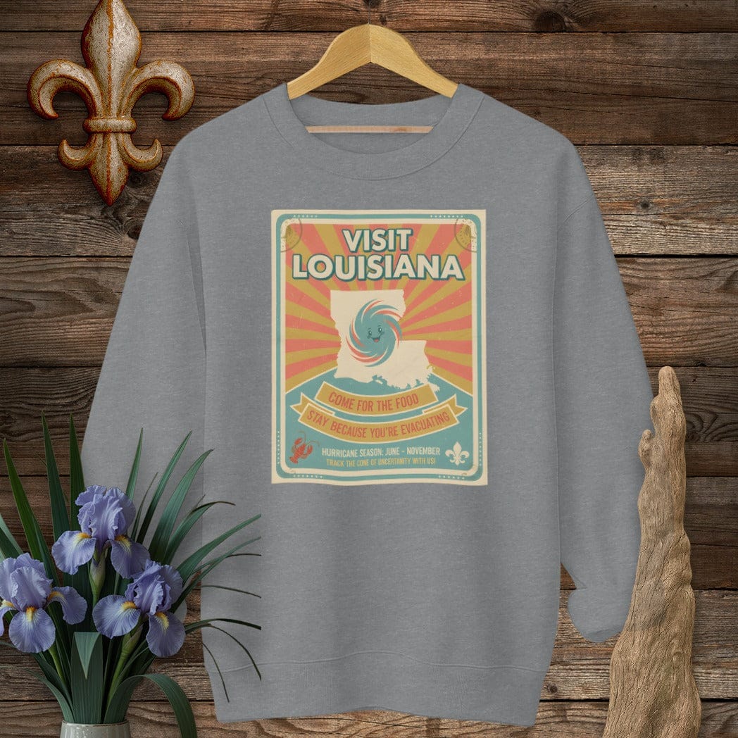 S / Graphite Heather Louisiana Visit Louisiana Sweatshirt by Laissez Faire Wear