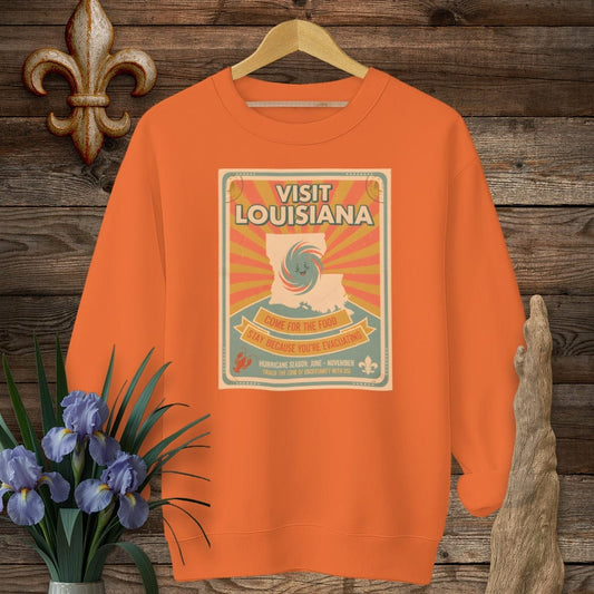 S / Orange Louisiana Visit Louisiana Sweatshirt by Laissez Faire Wear