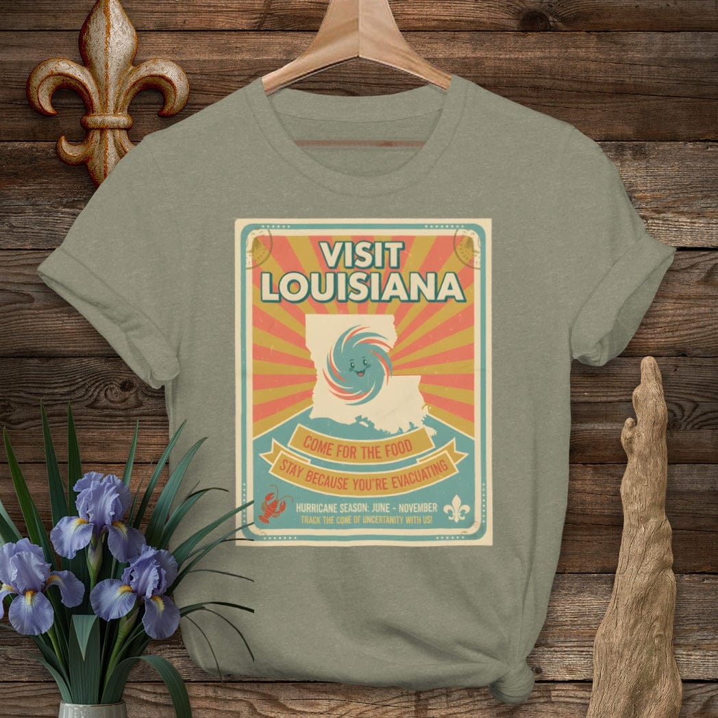 S / Heather Military Green Louisiana Visit Louisiana T-Shirt by Laissez Faire Wear