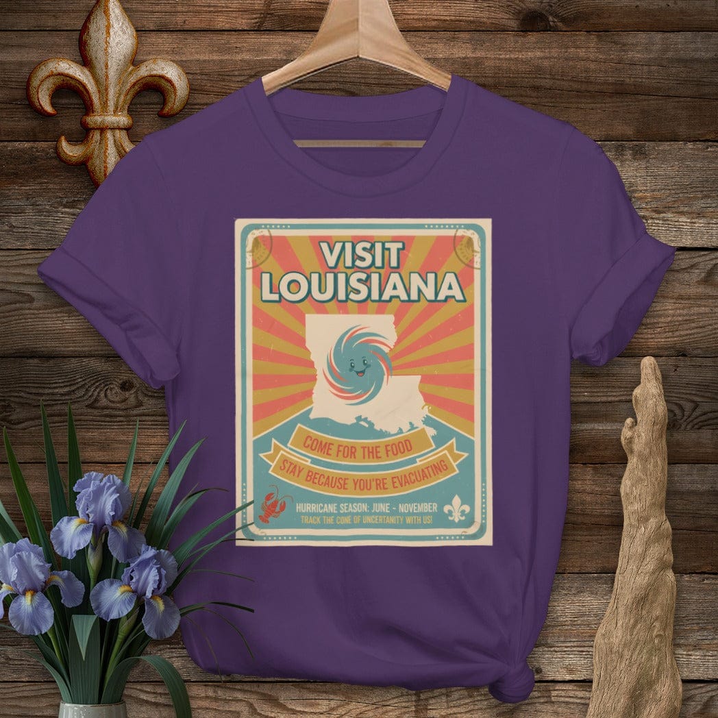 S / Purple Louisiana Visit Louisiana T-Shirt by Laissez Faire Wear