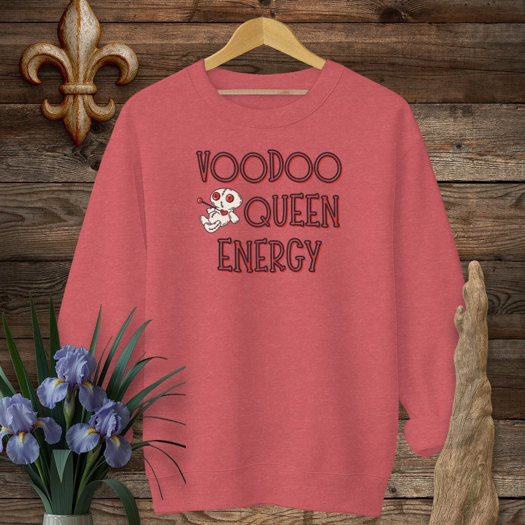 S / Heather Scarlet Red Louisiana Voodoo Queen Energy Sweatshirt by Laissez Faire Wear