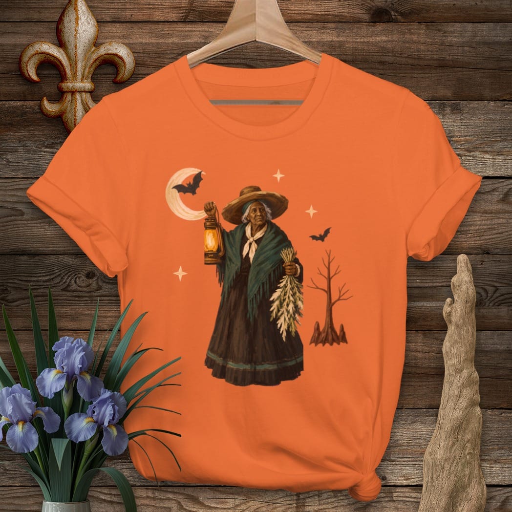 S / Orange Louisiana Voodoo Queen T-Shirt by Laissez Faire Wear