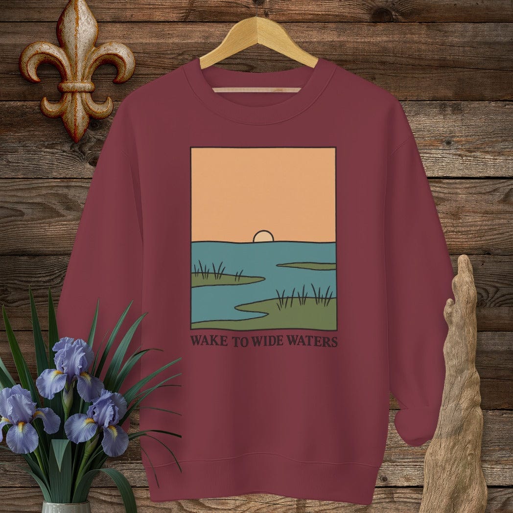 S / Garnet Louisiana Wake to Wide Waters Sweatshirt by Laissez Faire Wear