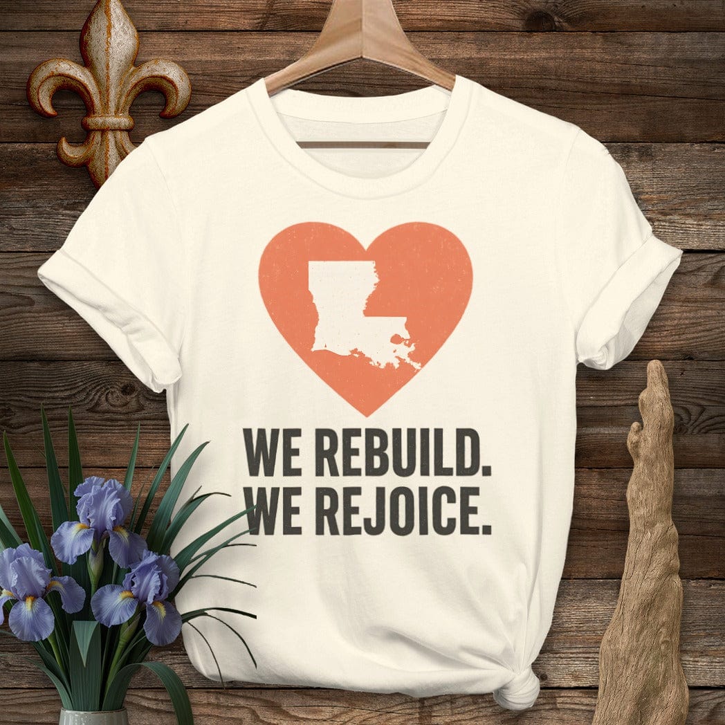 S / Natural Louisiana We Rebuild. We Rejoice T-Shirt by Laissez Faire Wear