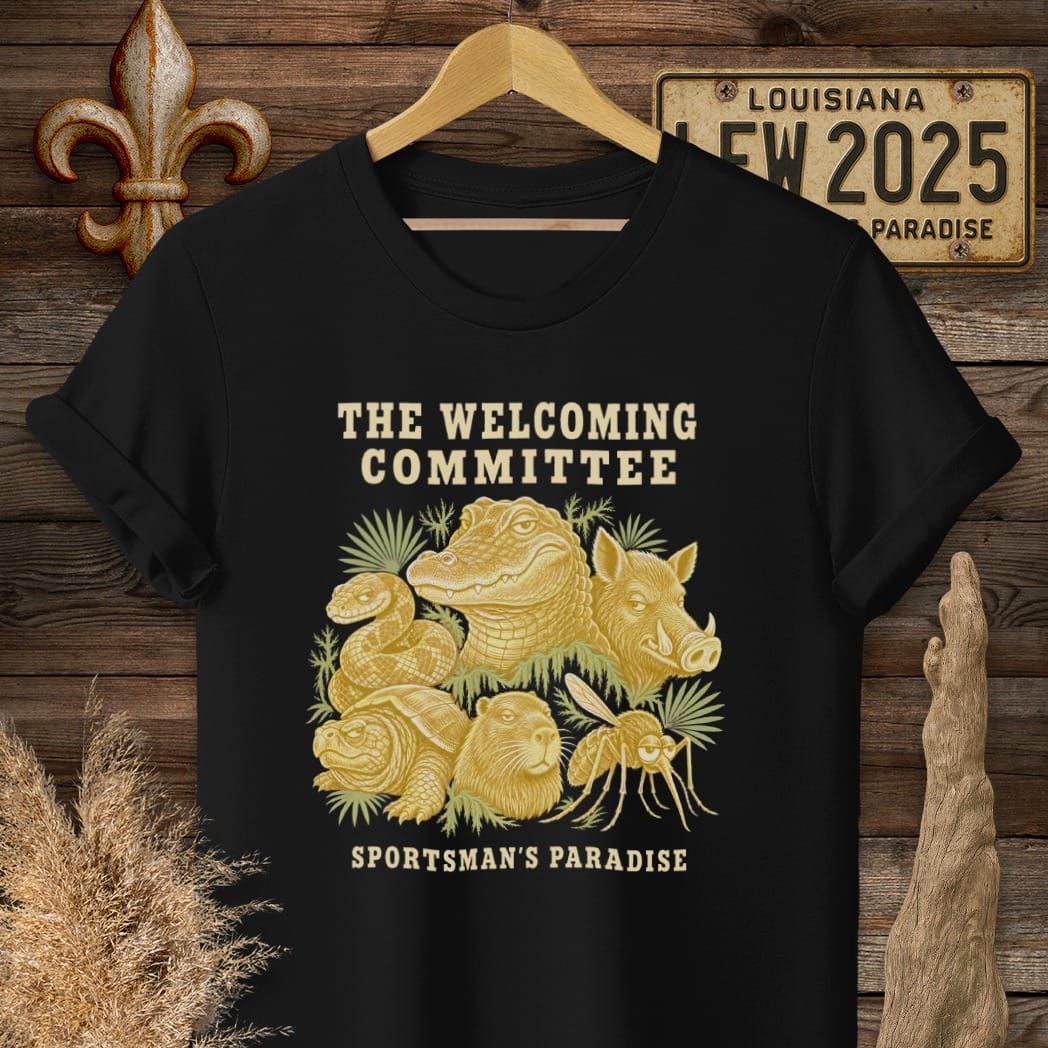 S / Black Louisiana Welcoming Committee T-Shirt by Laissez Faire Wear