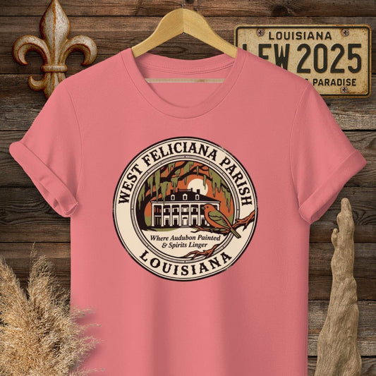 S / Coral Silk Louisiana West Feliciana Parish T-Shirt by Laissez Faire Wear