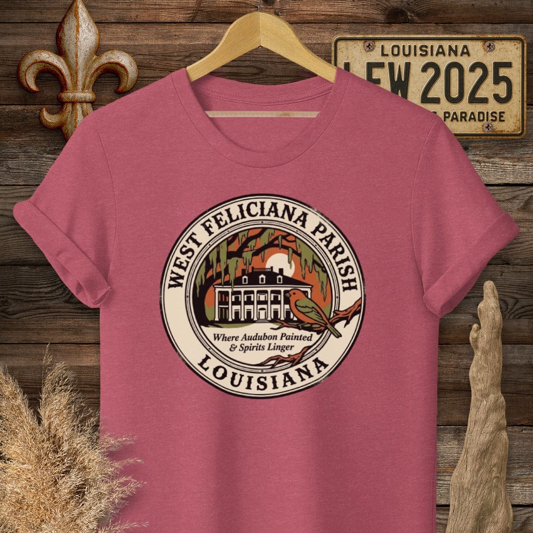 S / Heather Cardinal Louisiana West Feliciana Parish T-Shirt by Laissez Faire Wear