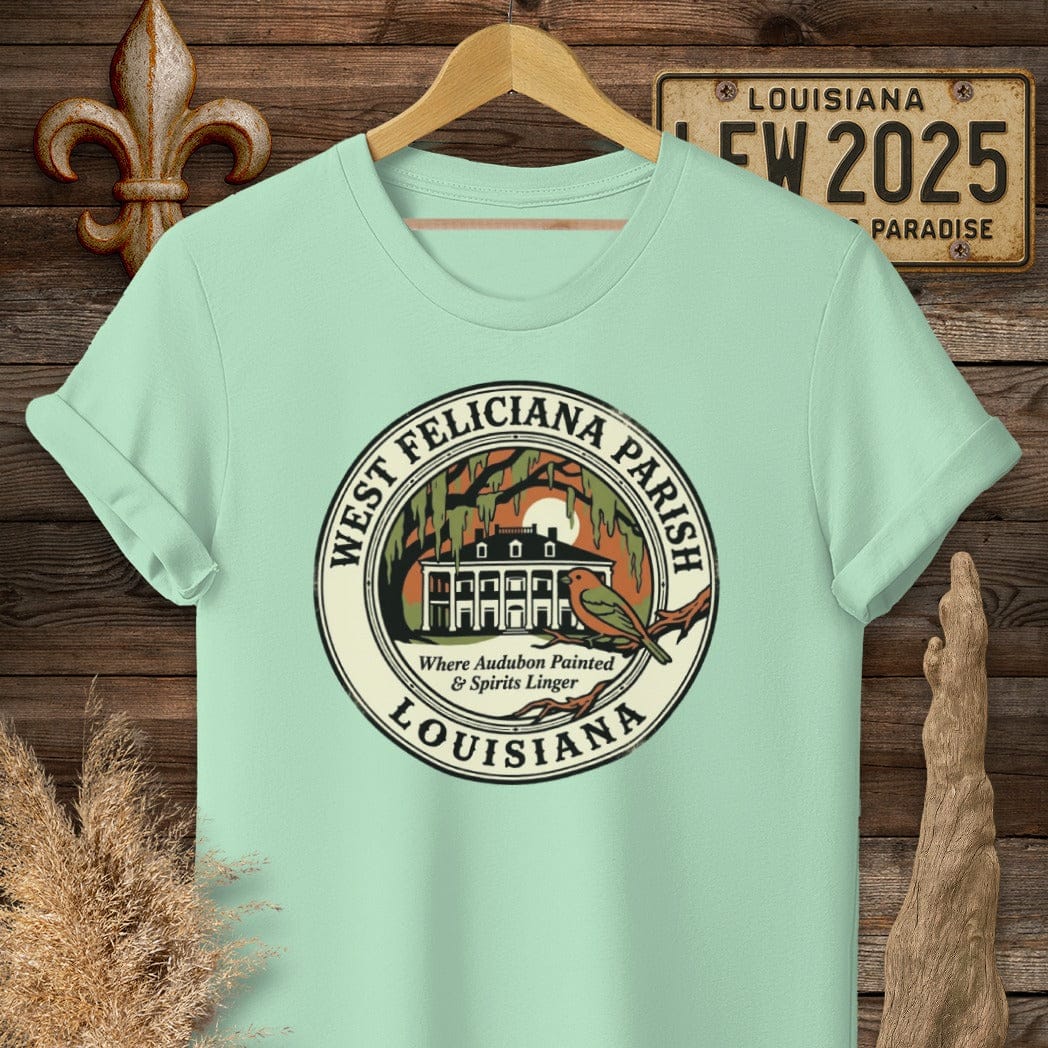 S / Mint Green Louisiana West Feliciana Parish T-Shirt by Laissez Faire Wear
