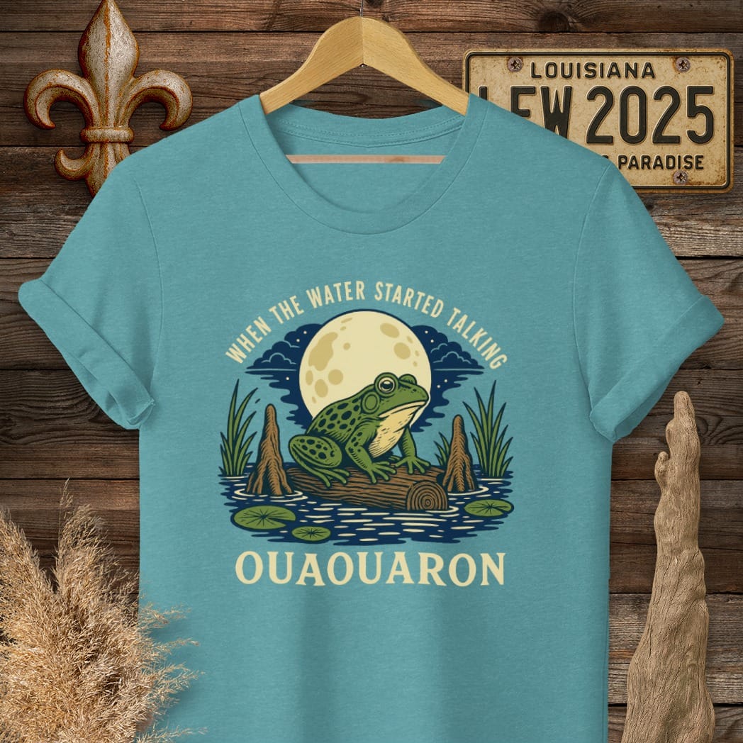 S / Heather Galapagos Blue Louisiana When the Water Started Talking T-Shirt by Laissez Faire Wear