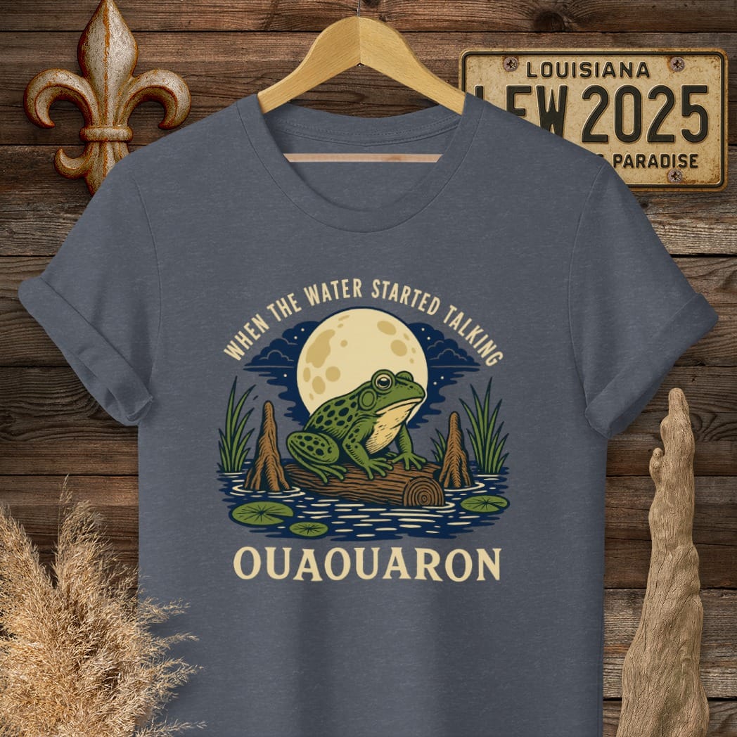 S / Heather Navy Louisiana When the Water Started Talking T-Shirt by Laissez Faire Wear