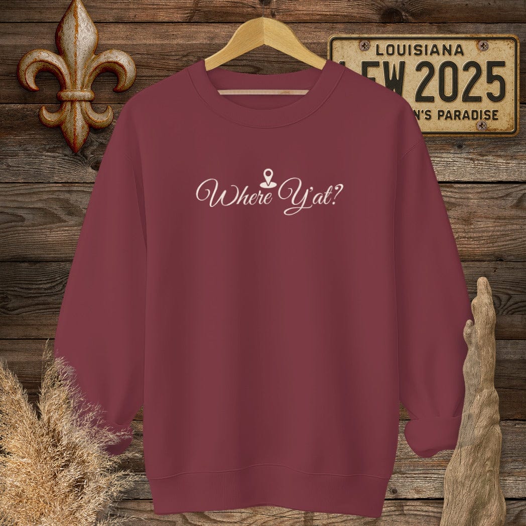 S / Garnet Louisiana Where Y'at? Statement Sweatshirt by Laissez Faire Wear