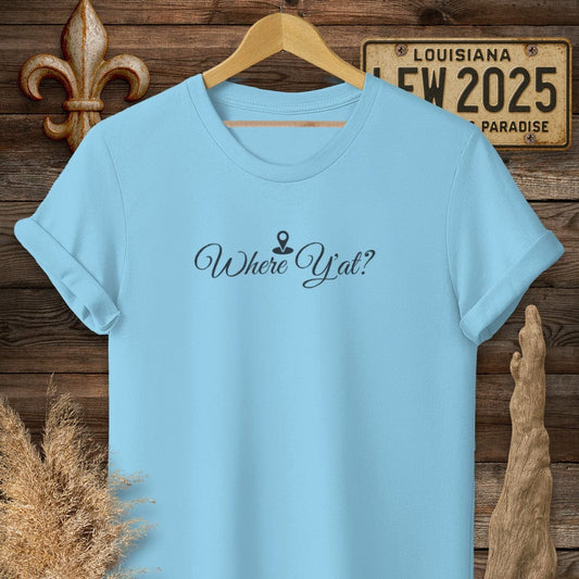 T-Shirt / S / Sky Louisiana Where Y'at? Statement T-Shirt by Laissez Faire Wear