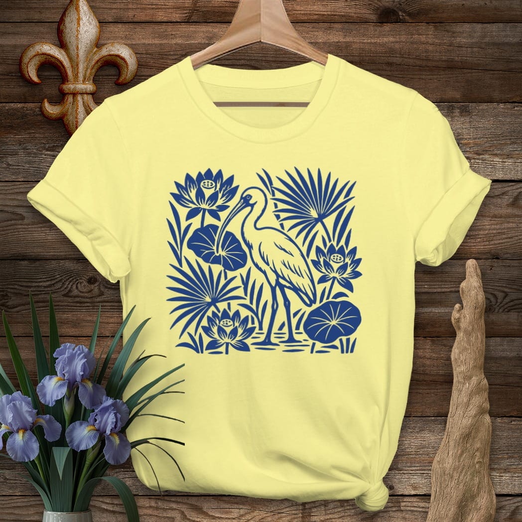 S / Cornsilk Louisiana White Ibis T-Shirt by Laissez Faire Wear