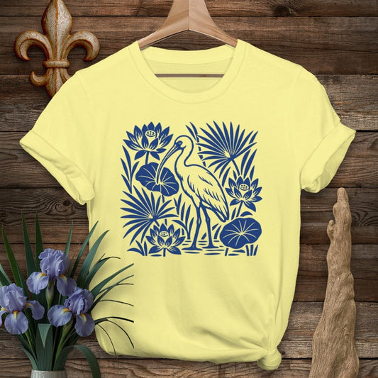 S / Cornsilk Louisiana White Ibis T-Shirt by Laissez Faire Wear