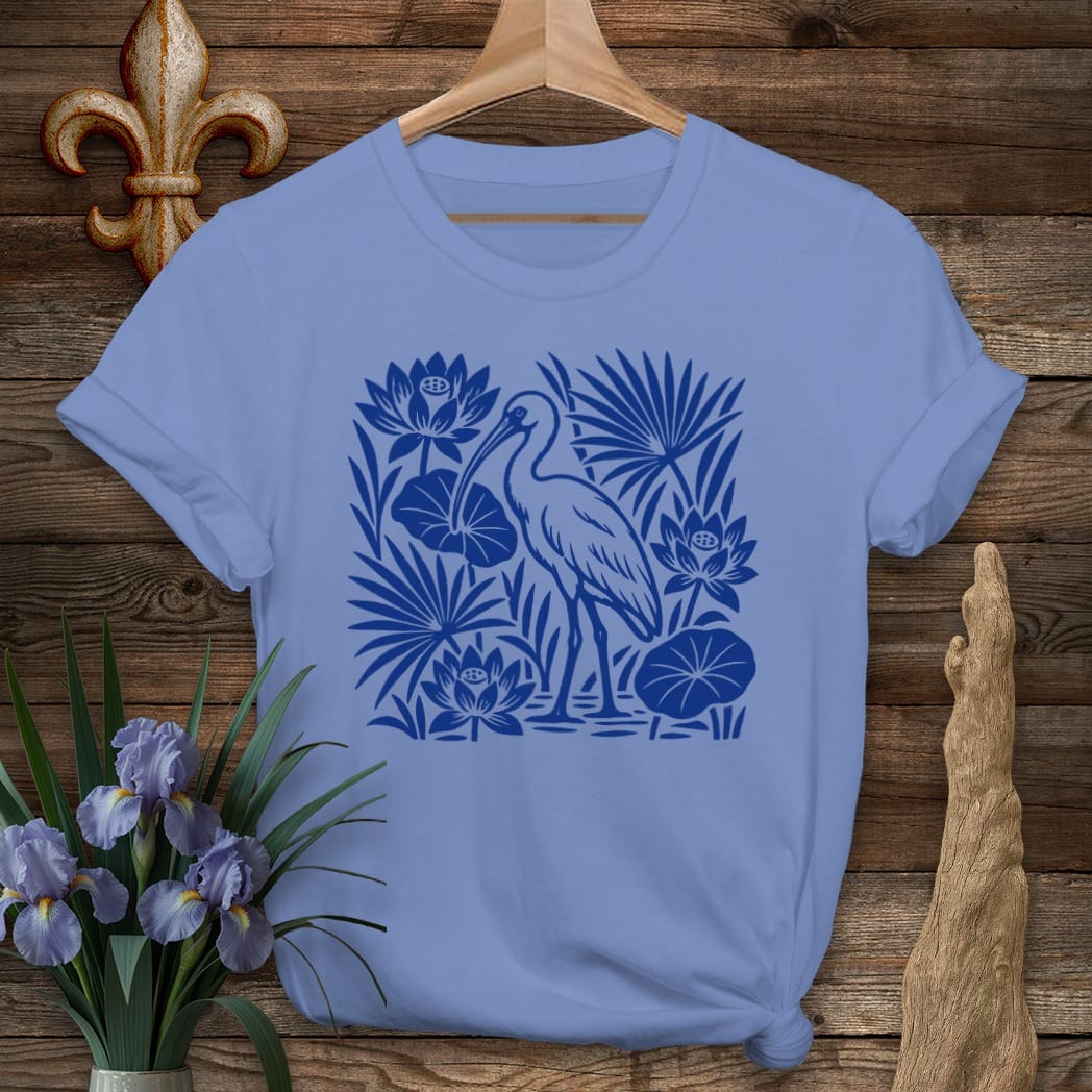 S / Iris Louisiana White Ibis T-Shirt by Laissez Faire Wear