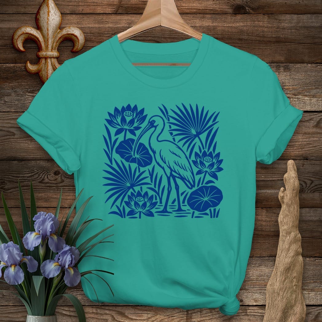 S / Jade Dome Louisiana White Ibis T-Shirt by Laissez Faire Wear