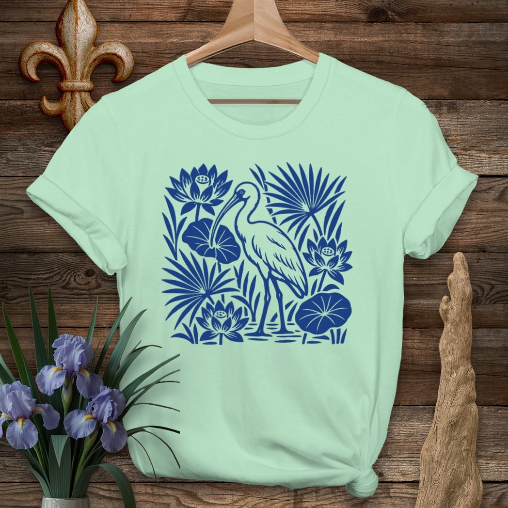 S / Mint Green Louisiana White Ibis T-Shirt by Laissez Faire Wear