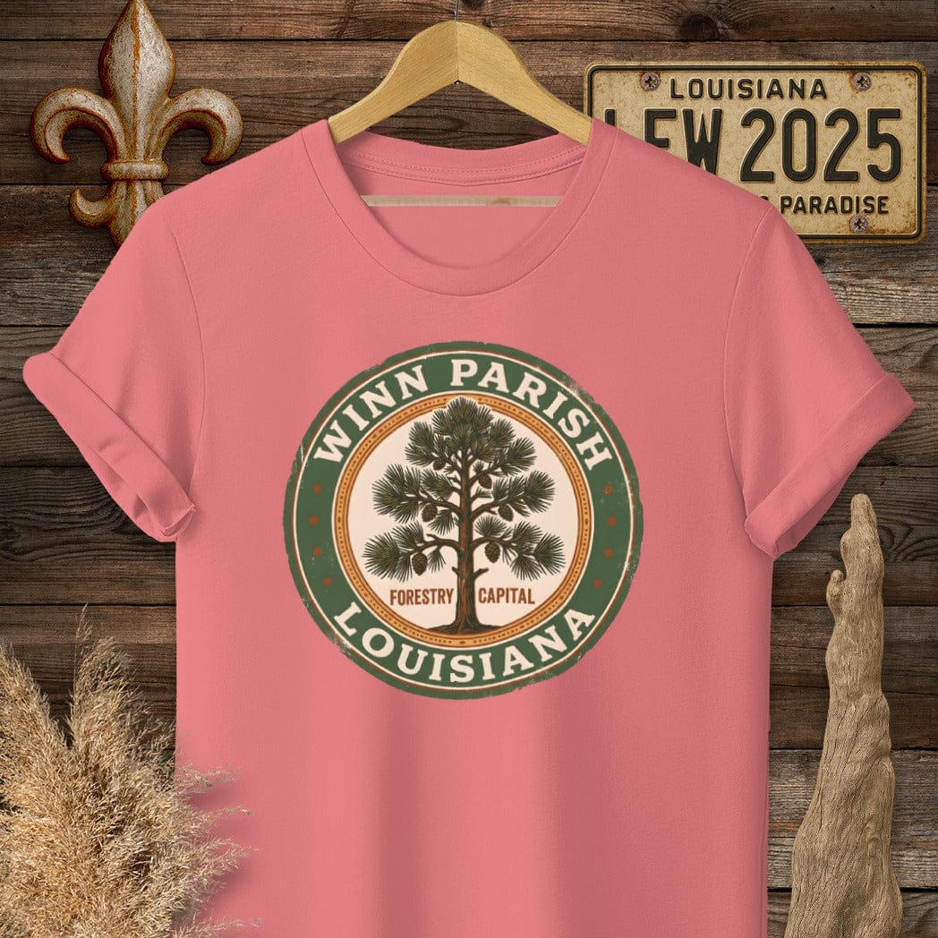 S / Coral Silk Louisiana Winn Parish T-Shirt by Laissez Faire Wear