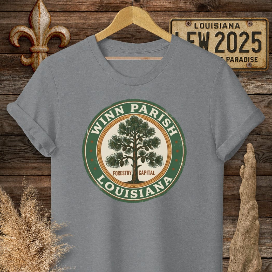 S / Graphite Heather Louisiana Winn Parish T-Shirt by Laissez Faire Wear