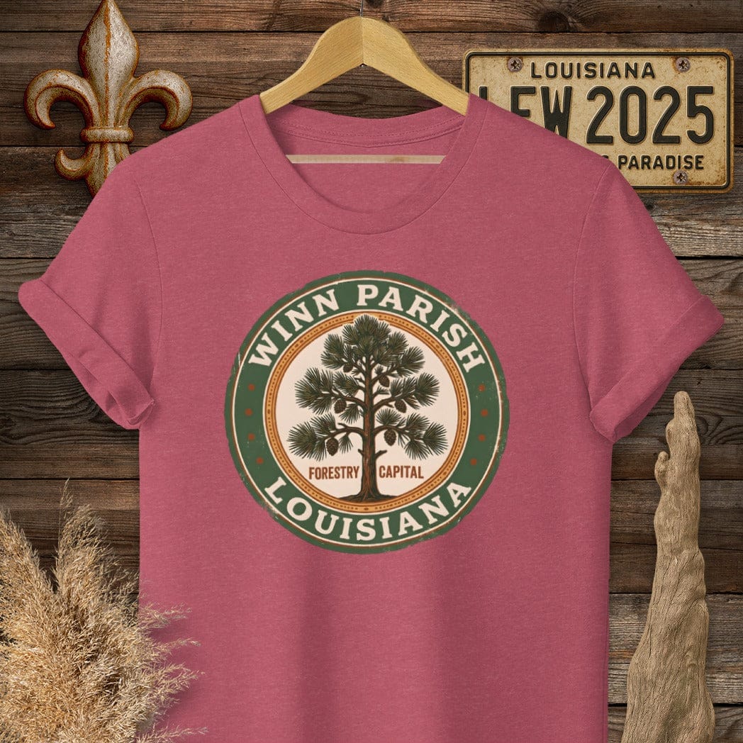 S / Heather Cardinal Louisiana Winn Parish T-Shirt by Laissez Faire Wear