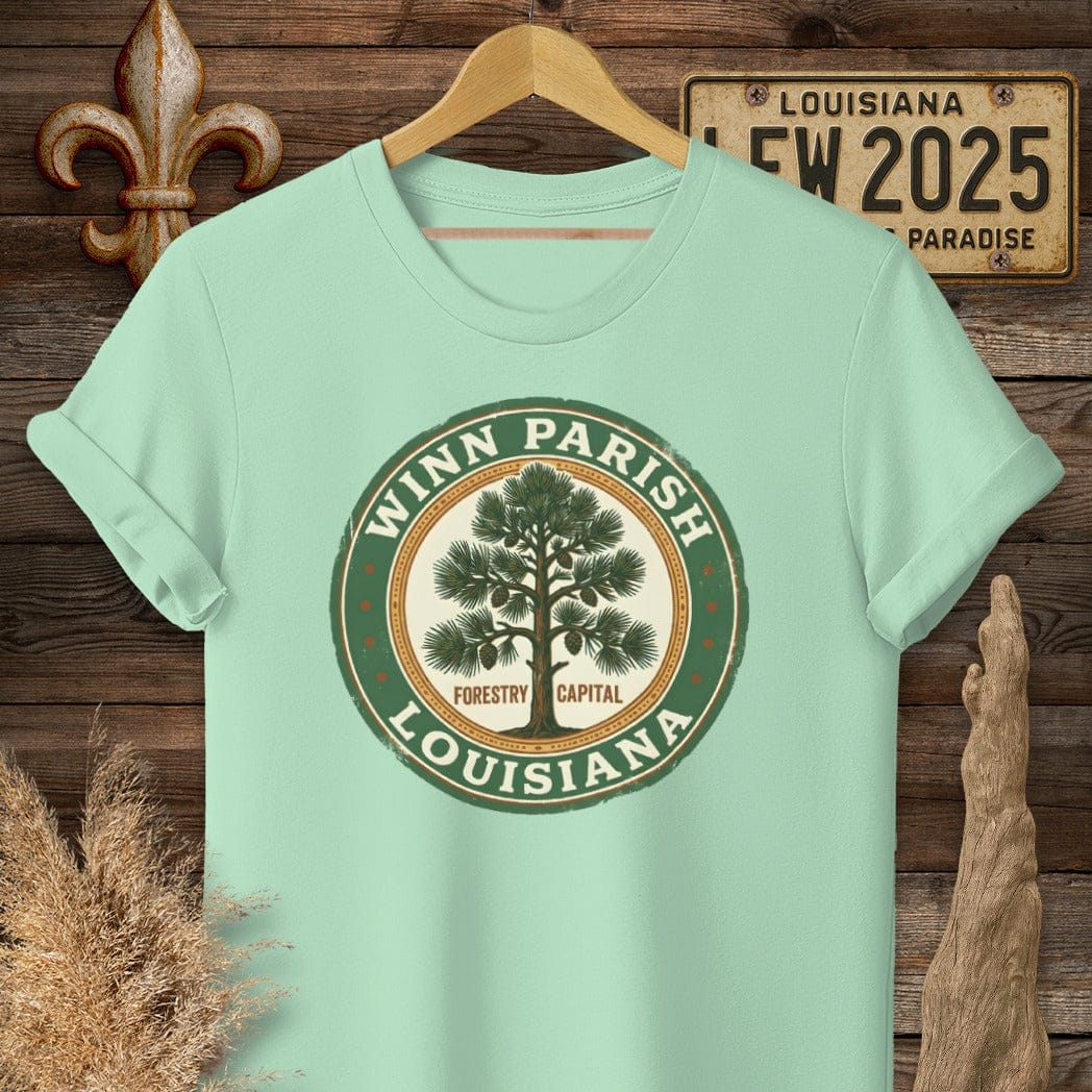 S / Mint Green Louisiana Winn Parish T-Shirt by Laissez Faire Wear