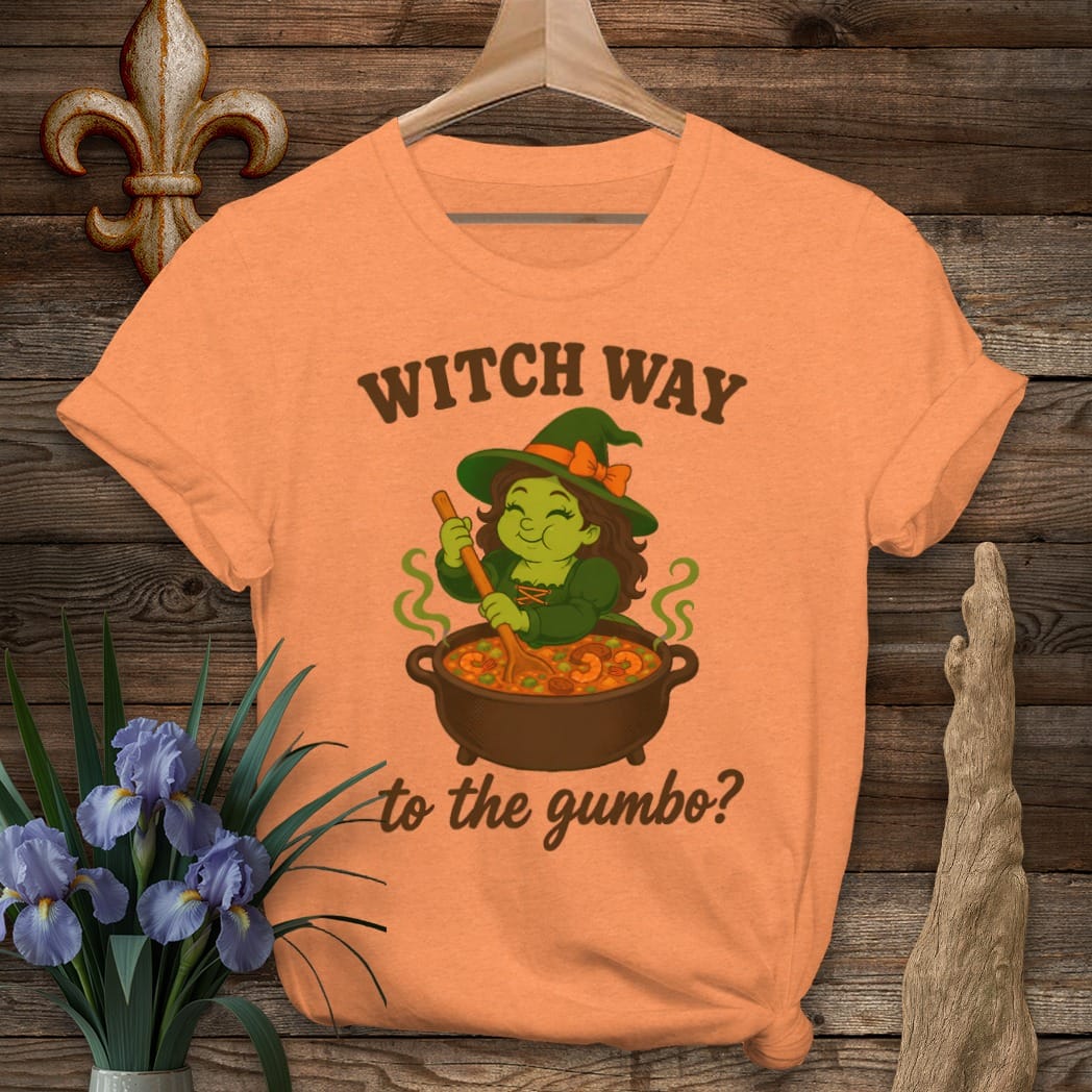 S / Heather Orange Louisiana Witch Way T-Shirt by Laissez Faire Wear