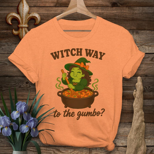 S / Heather Orange Louisiana Witch Way T-Shirt by Laissez Faire Wear