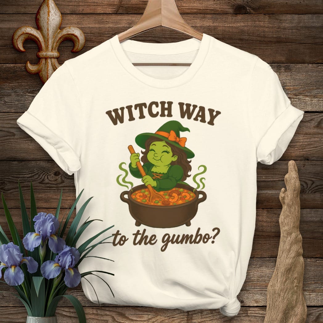 S / Natural Louisiana Witch Way T-Shirt by Laissez Faire Wear