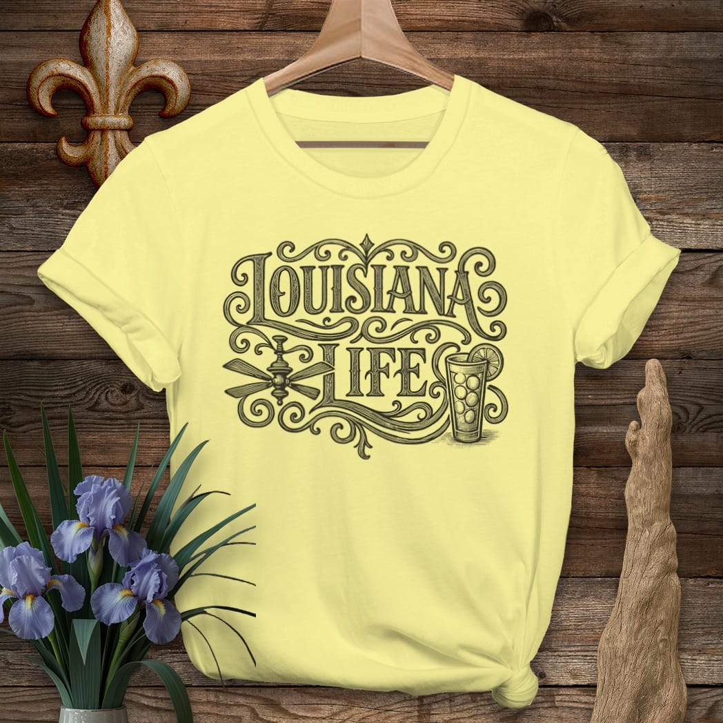 S / Cornsilk Louisiana Wrought LA Life T-Shirt by Laissez Faire Wear