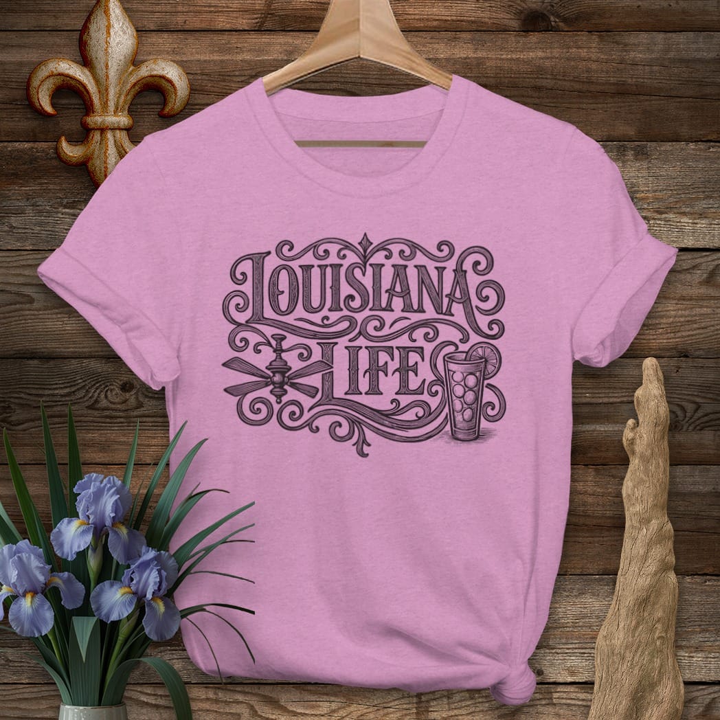 S / Heather Radiant Orchid Louisiana Wrought LA Life T-Shirt by Laissez Faire Wear