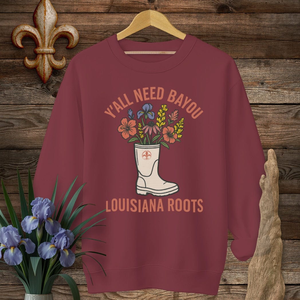S / Garnet Louisiana Y'all Need Bayou Sweatshirt by Laissez Faire Wear