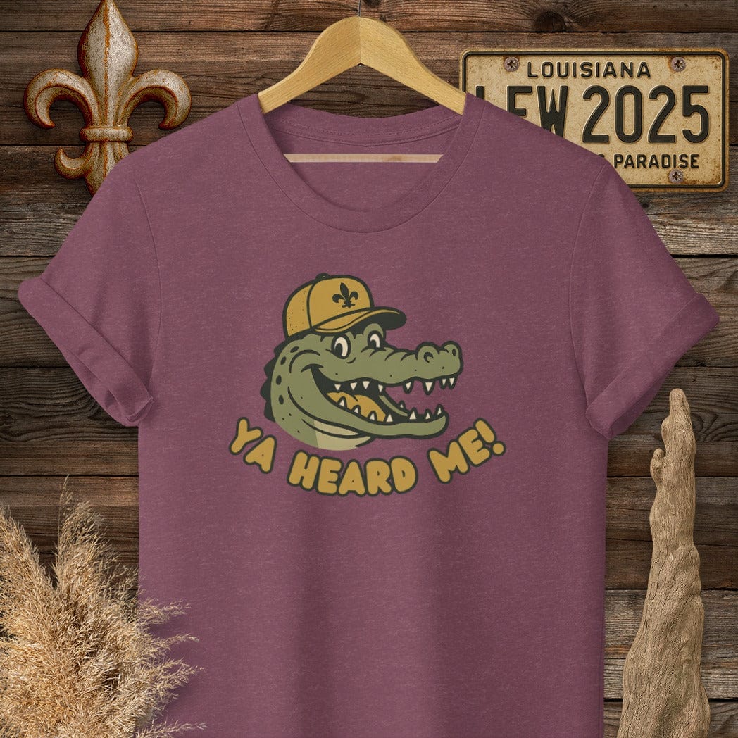S / Heather Maroon Louisiana Ya Heard Me T-Shirt by Laissez Faire Wear