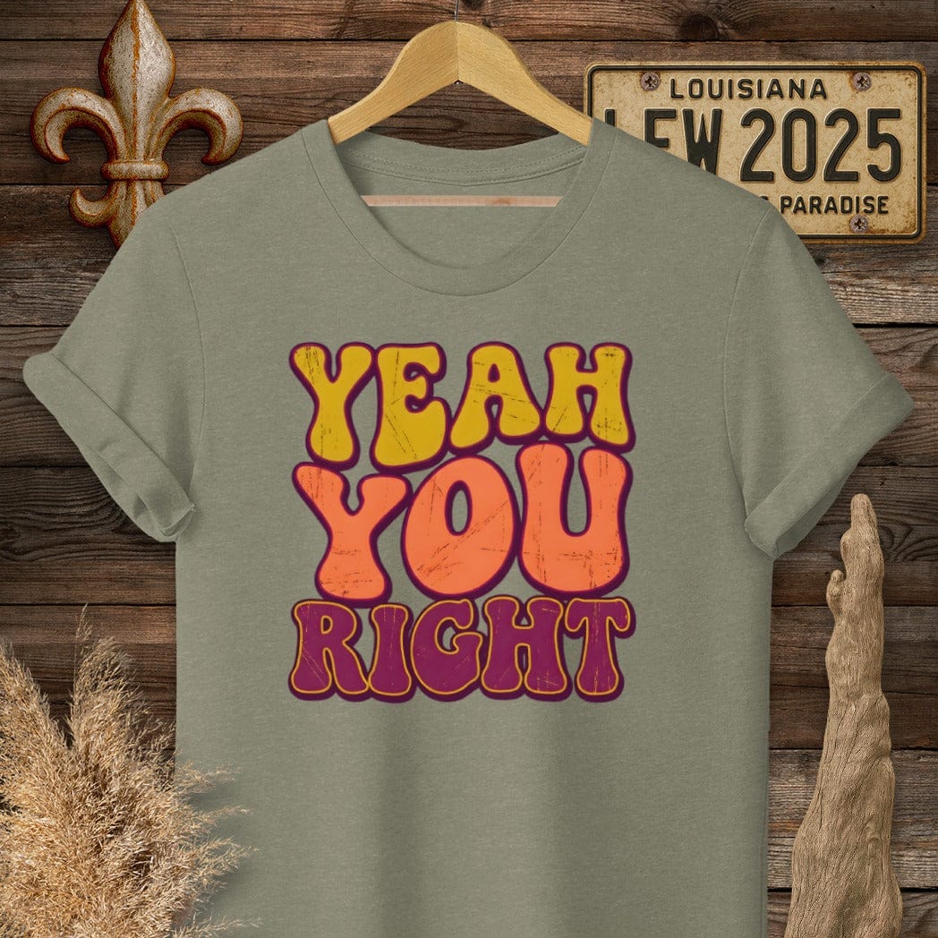 S / Heather Military Green Louisiana Yeah You Right T-Shirt by Laissez Faire Wear