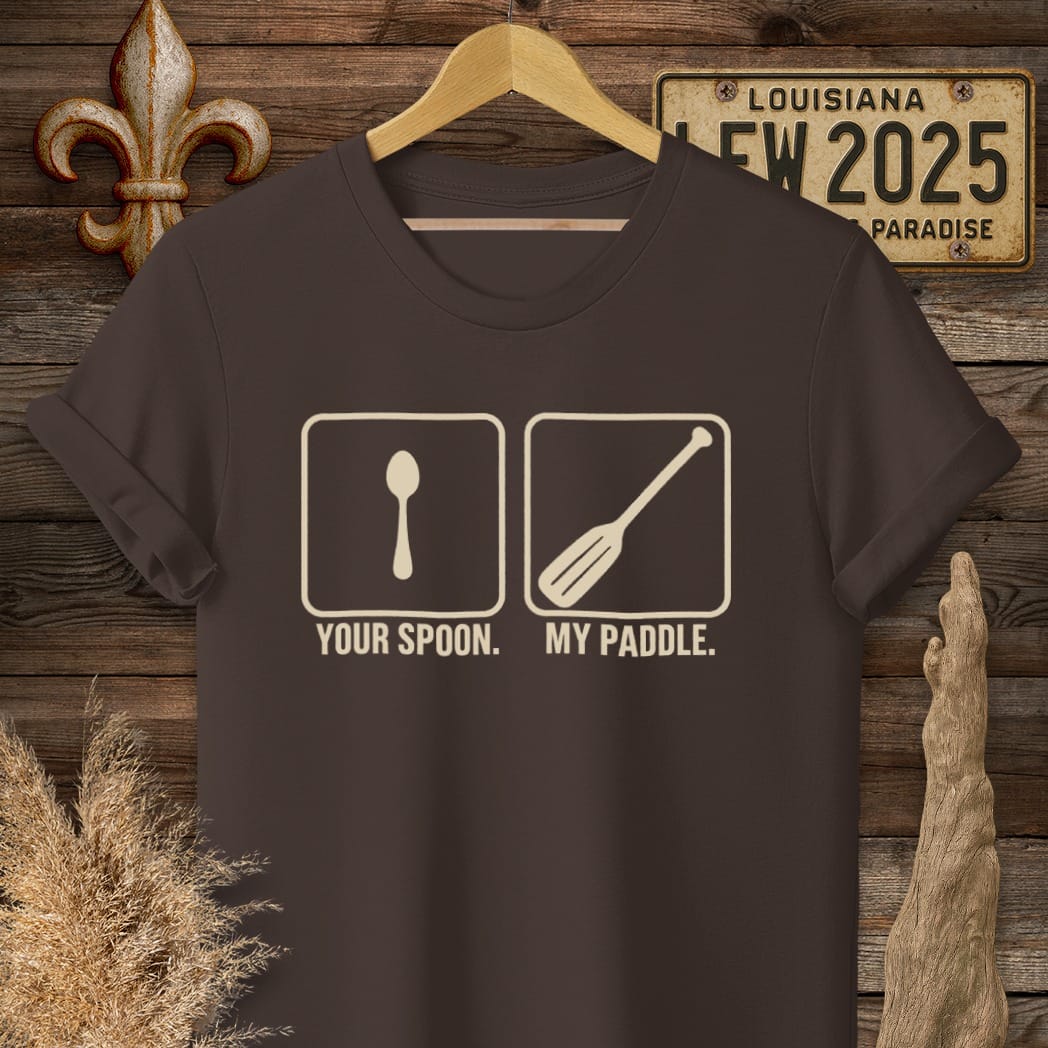 S / Dark Chocolate Louisiana Your Spoon, My Paddle T-Shirt by Laissez Faire Wear
