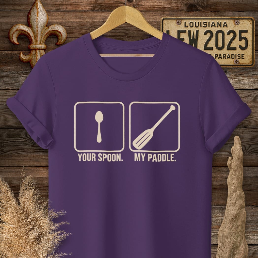 S / Purple Louisiana Your Spoon, My Paddle T-Shirt by Laissez Faire Wear