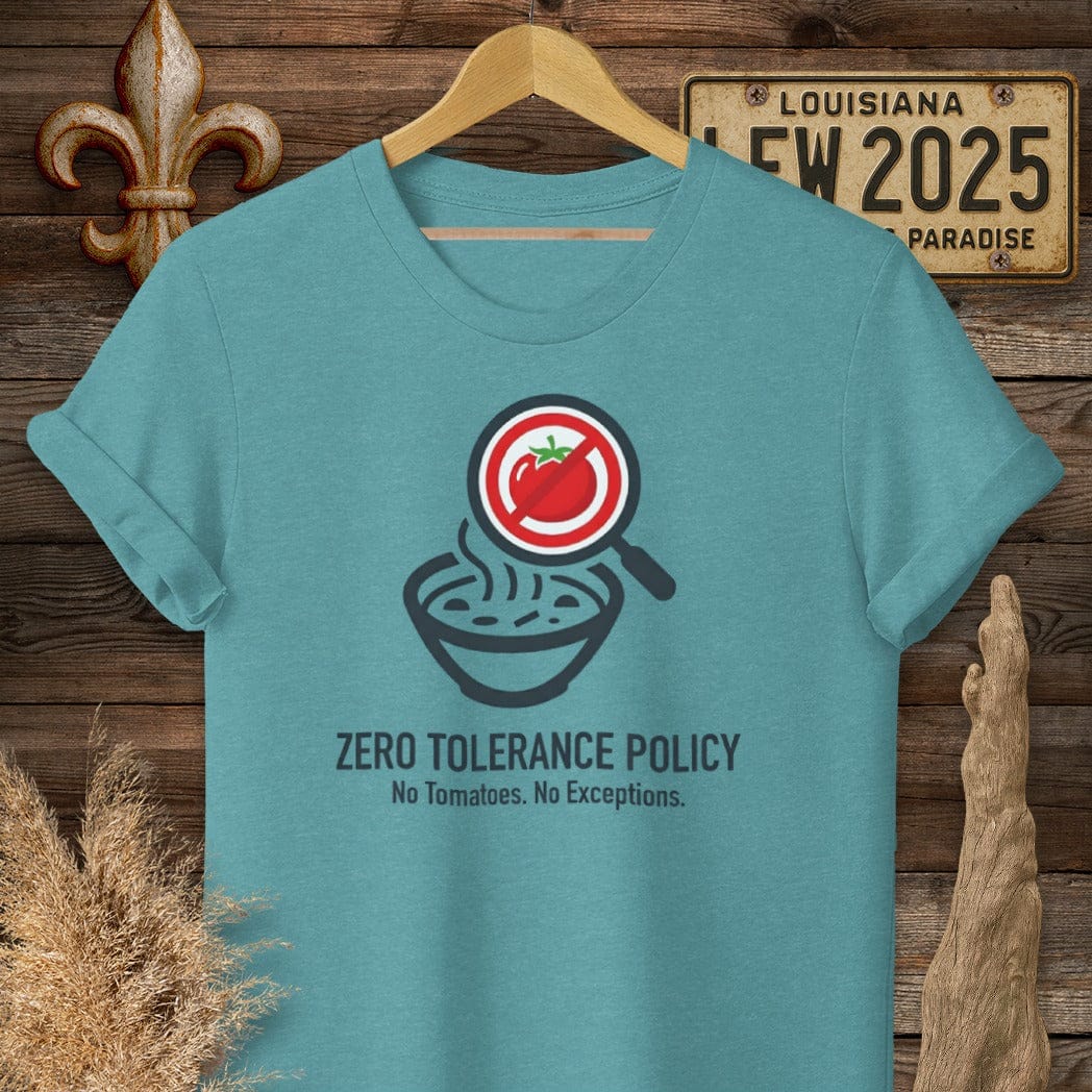 S / Heather Galapagos Blue Louisiana Zero Tolerance Policy T-Shirt by Laissez Faire Wear