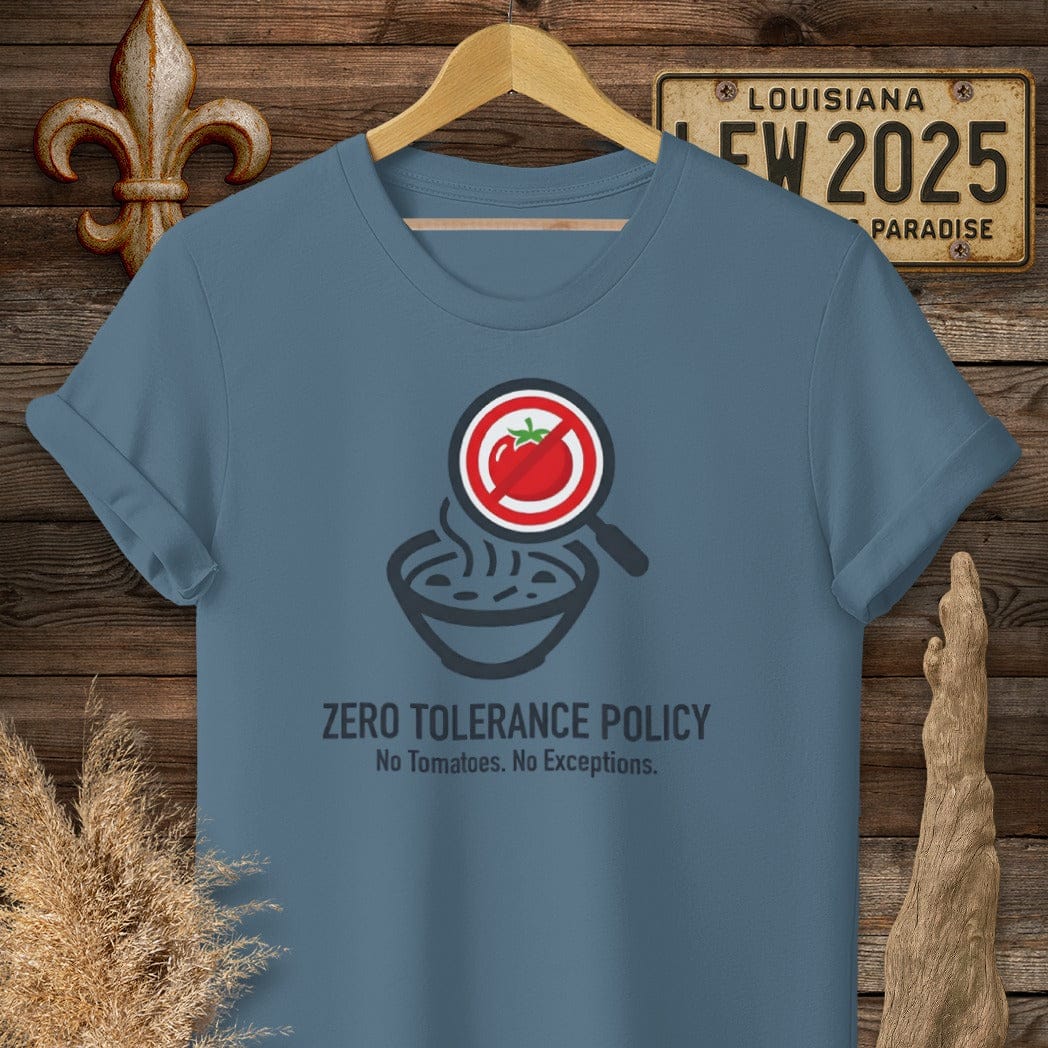 S / Indigo Blue Louisiana Zero Tolerance Policy T-Shirt by Laissez Faire Wear
